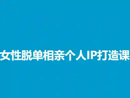 蓝冰《女性脱单相亲个人IP打造课》实战指南｜限时揭秘专属变现路径-铁锚资源库
